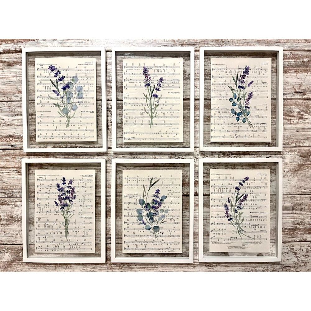 Lavender Sheet Music Vintage Wall Collage 8x10 Picture Prints, Set of 6